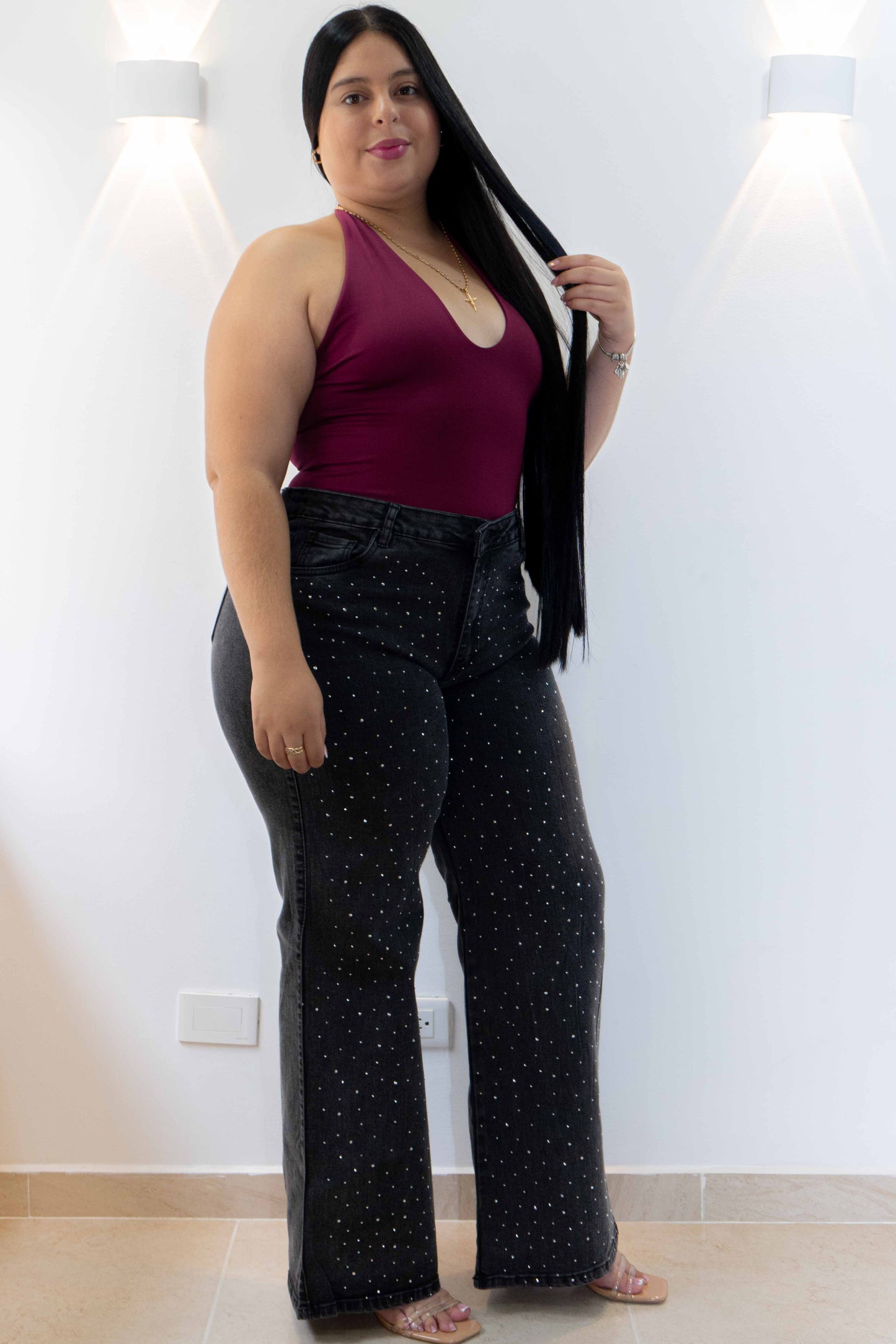 Wide Leg Gris- Tela Strech Premiún
