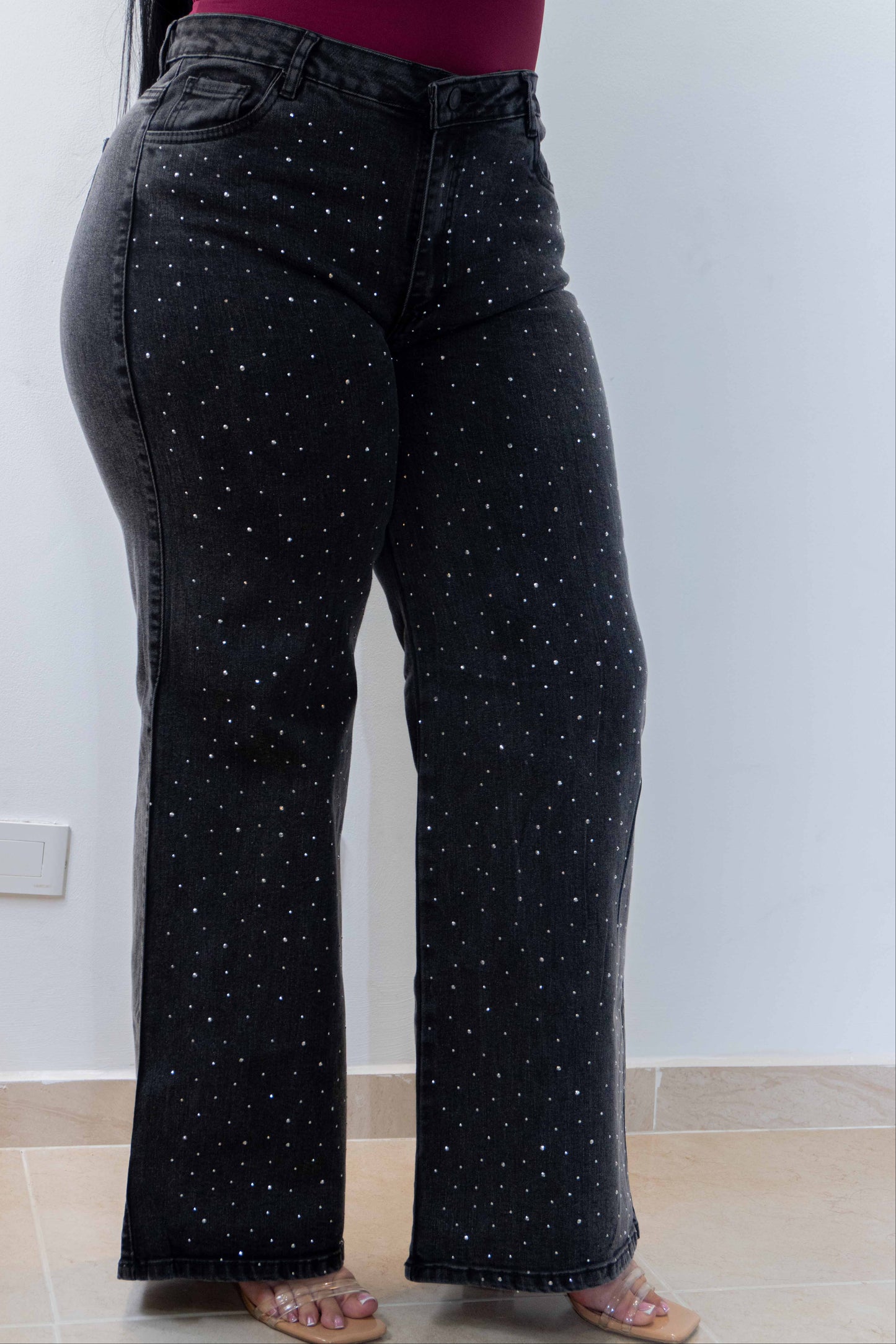 Wide Leg Gris- Tela Strech Premiún