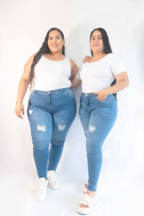 Jeans Skinny Rotos - Tela Strech