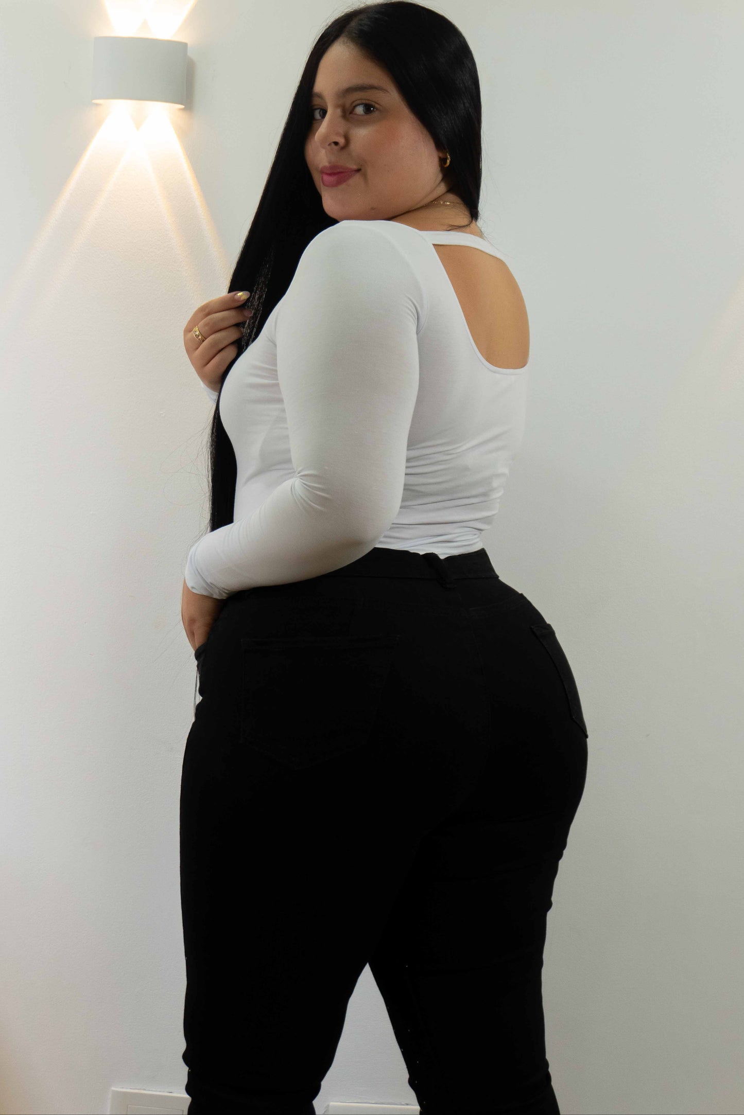 Jeans Negro Brillos en Bota - Tela Strech Premiún