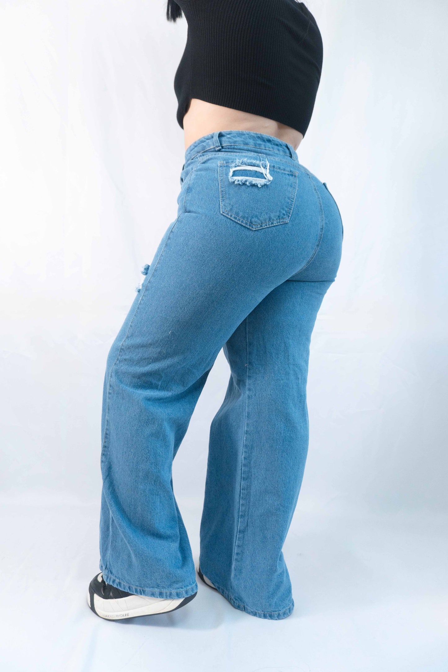Wide Leg Tela Rigida Rotos