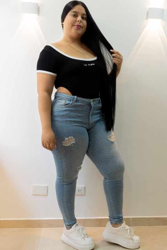 Jeans Skinny Brillos - Tela Strech
