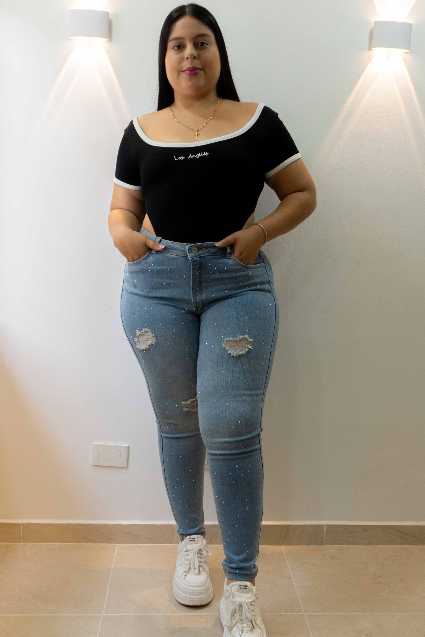 Jeans Skinny Brillos - Tela Strech