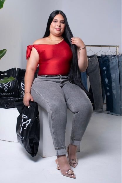 Jeans Skinny Gris- Tela Strech