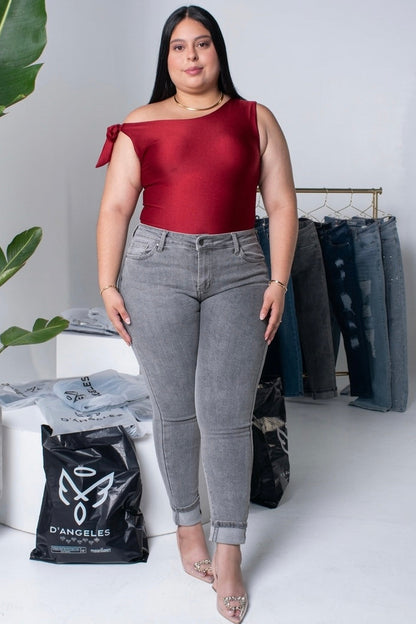 Jeans Skinny Gris- Tela Strech