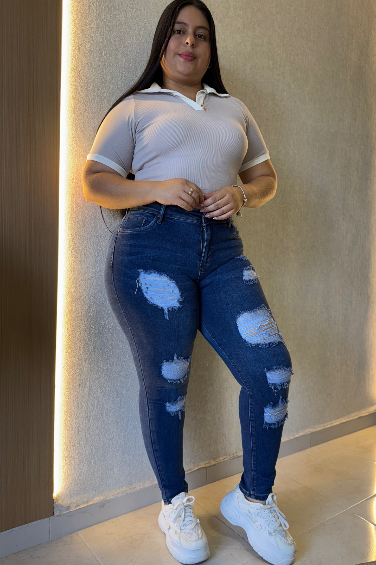Jeans Skinny Rotos - Tela Strech