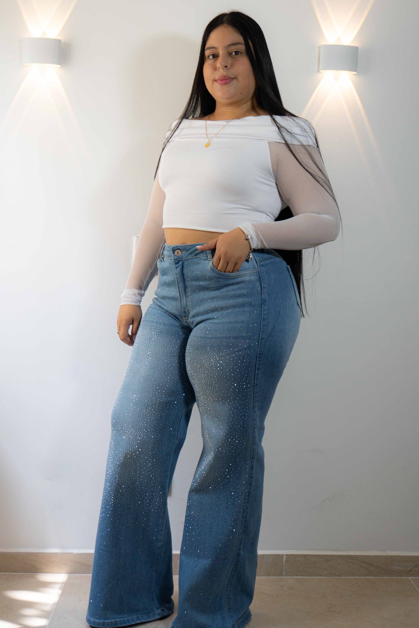 Wide Leg Brillos - Tela Strech Premiún