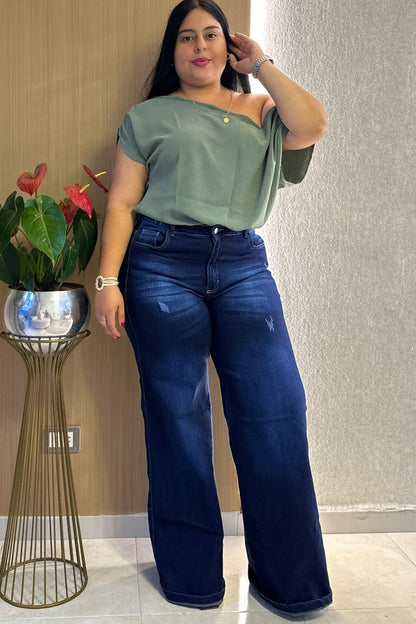 Wide Leg Oscuro - Tela Strech