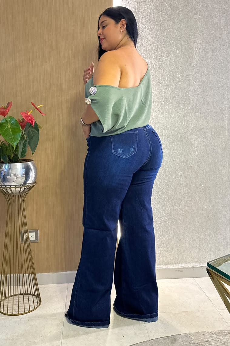 Wide Leg Oscuro - Tela Strech